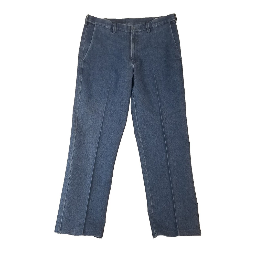 Haggar dad jeans pants men's 36x31 blue denim comfort waist retro‎